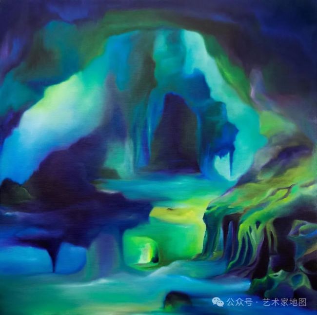 《海床（洞窟）》布画油画  60x60cm  2024年创作